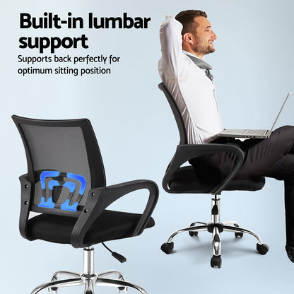 Artiss Computer Desk Mesh Office Chair Set Foldable Home Study Table Black-Furniture &gt; Office &gt; Desks-PEROZ Accessories