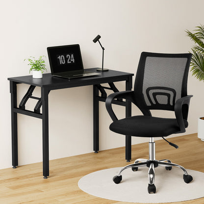Artiss Computer Desk Mesh Office Chair Set Foldable Home Study Table Black-Furniture &gt; Office &gt; Desks-PEROZ Accessories