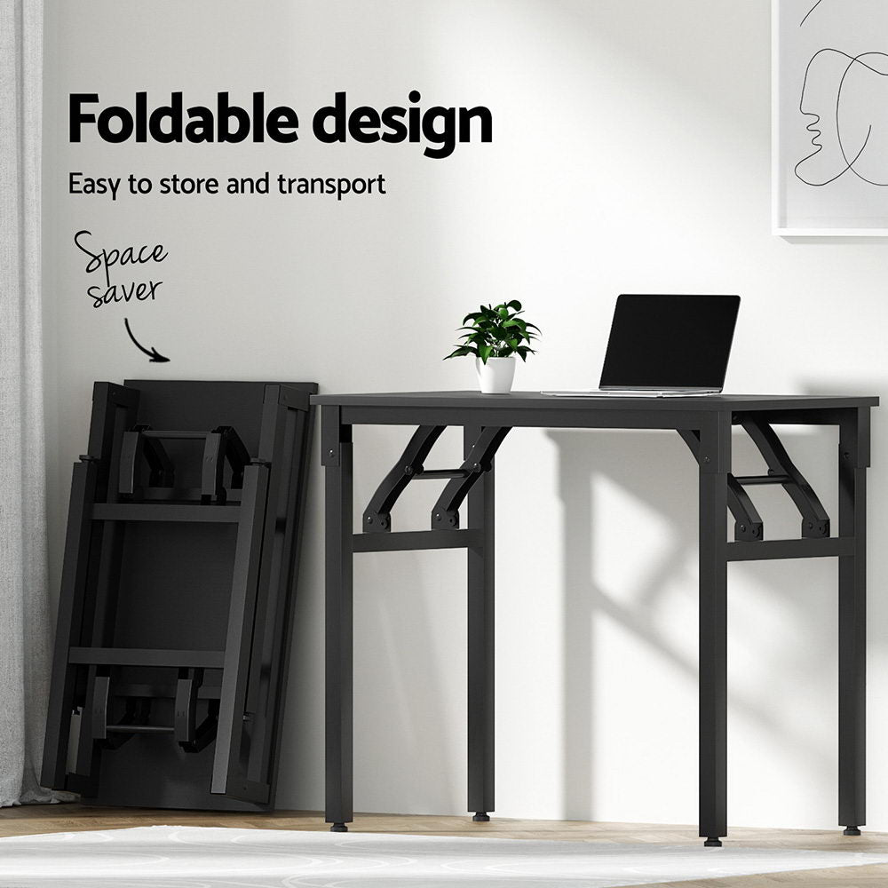 Artiss Computer Desk Office Chair PU Leather Set Foldable Home Study Table Black-Furniture &gt; Office &gt; Desks-PEROZ Accessories