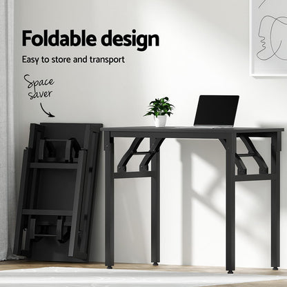 Artiss Computer Desk Office Chair PU Leather Set Foldable Home Study Table Black-Furniture &gt; Office &gt; Desks-PEROZ Accessories