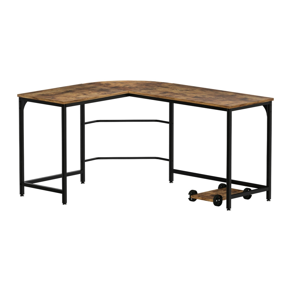 Artiss Computer Desk L-Shape CPU Stand Brown 147CM-Office Desks-PEROZ Accessories