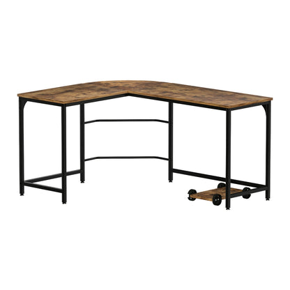 Artiss Computer Desk L-Shape CPU Stand Brown 147CM-Office Desks-PEROZ Accessories