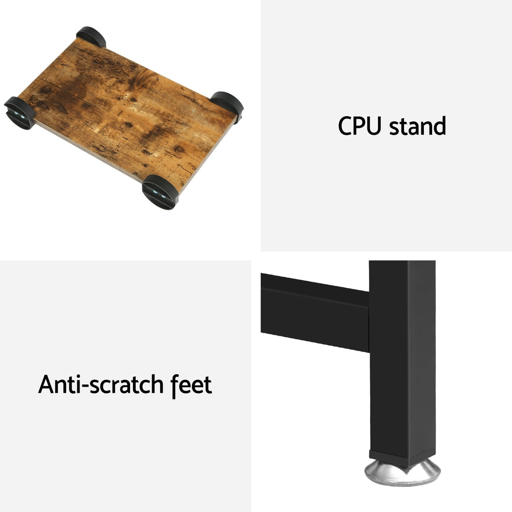 Artiss Computer Desk L-Shape CPU Stand Brown 147CM-Office Desks-PEROZ Accessories