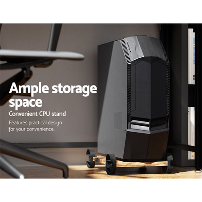 Artiss Computer Desk L-Shape CPU Stand Brown 147CM-Office Desks-PEROZ Accessories