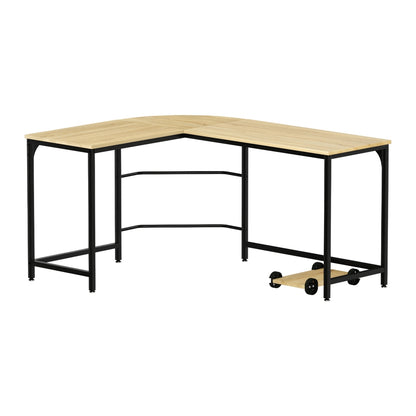Artiss Computer Desk L-Shape CPU Stand Oak 147CM-Office Desks-PEROZ Accessories