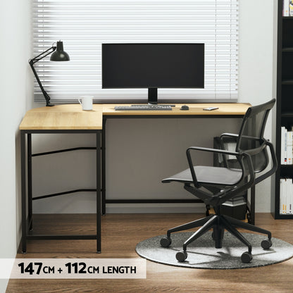Artiss Computer Desk L-Shape CPU Stand Oak 147CM-Office Desks-PEROZ Accessories