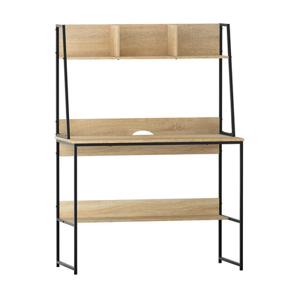 Artiss Computer Desk Bookshelf Storage 100CM Oak-Office Desks-PEROZ Accessories