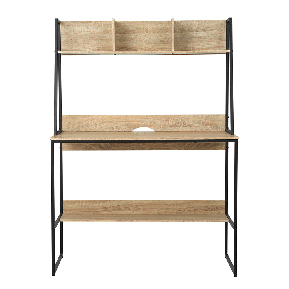 Artiss Computer Desk Bookshelf Storage 100CM Oak-Office Desks-PEROZ Accessories