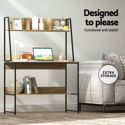 Artiss Computer Desk Bookshelf Storage 100CM Oak-Office Desks-PEROZ Accessories