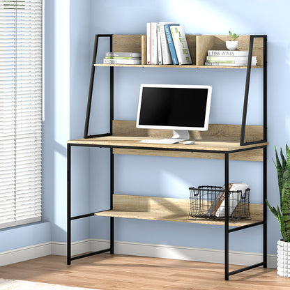 Artiss Computer Desk Bookshelf Storage 100CM Oak-Office Desks-PEROZ Accessories