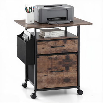 Artiss 2 Fabric Drawer File Cabinet Printer Stand Rolling File Cabinet with Side Bag-Furniture > Office > Storage Cabinets-PEROZ Accessories