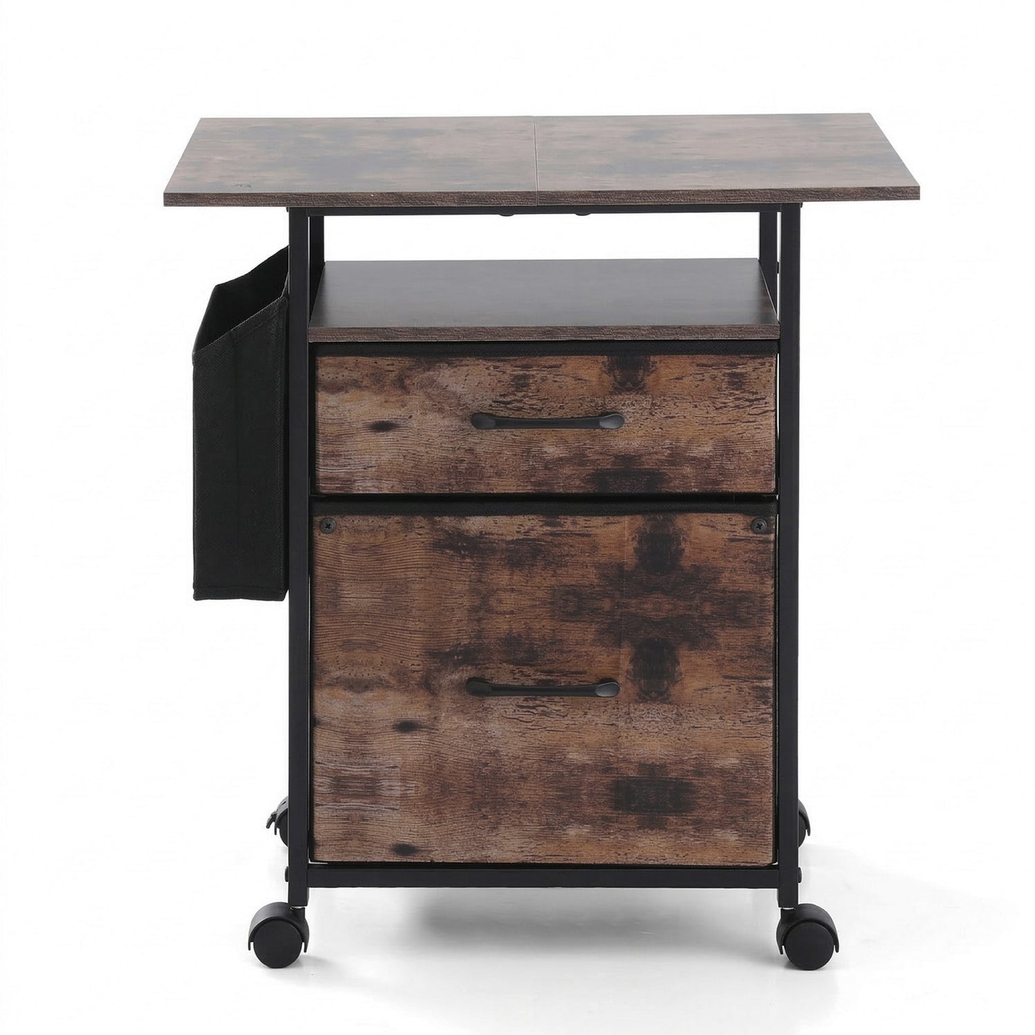Artiss 2 Fabric Drawer File Cabinet Printer Stand Rolling File Cabinet with Side Bag-Furniture > Office > Storage Cabinets-PEROZ Accessories