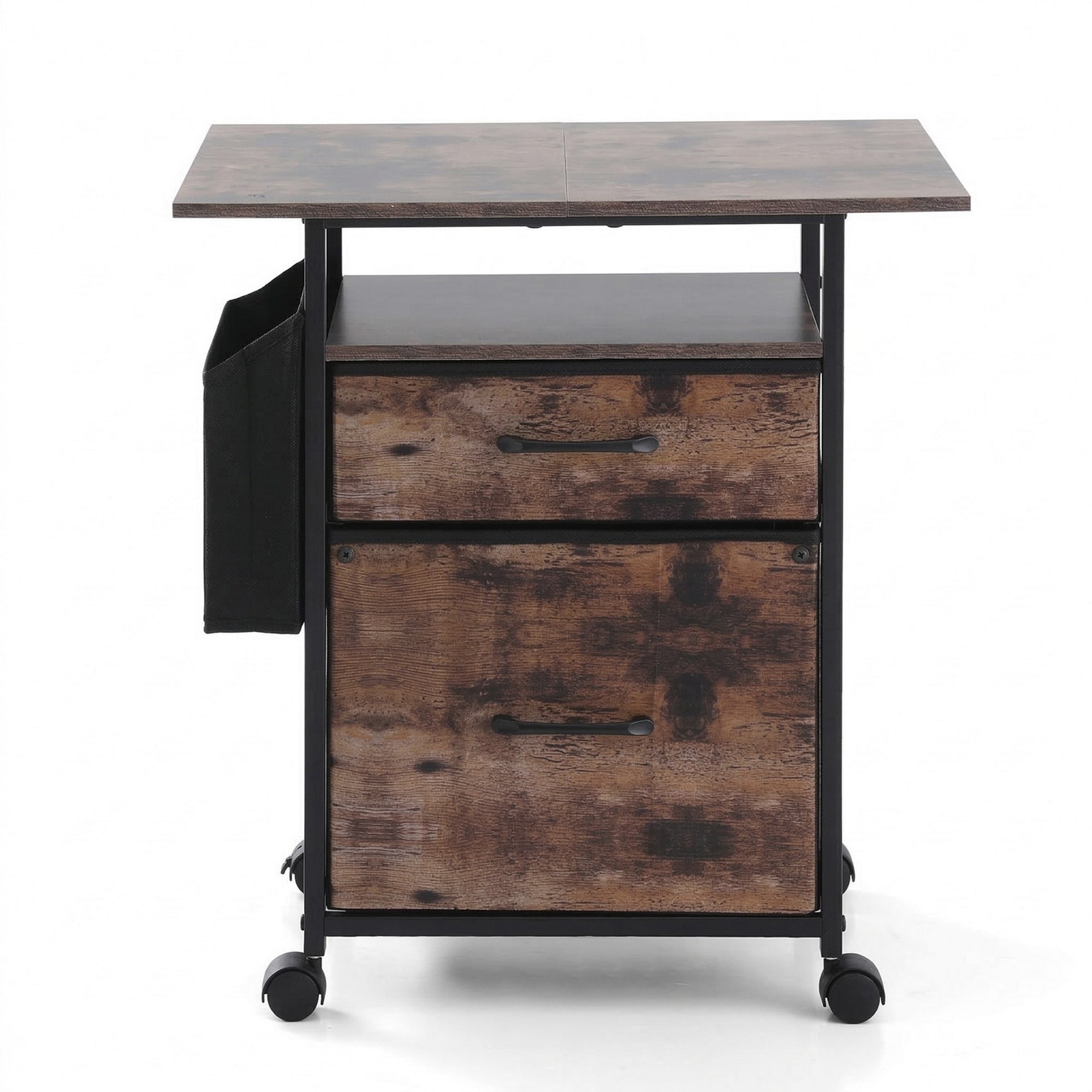 Artiss 2 Fabric Drawer File Cabinet Printer Stand Rolling File Cabinet with Side Bag-Furniture > Office > Storage Cabinets-PEROZ Accessories