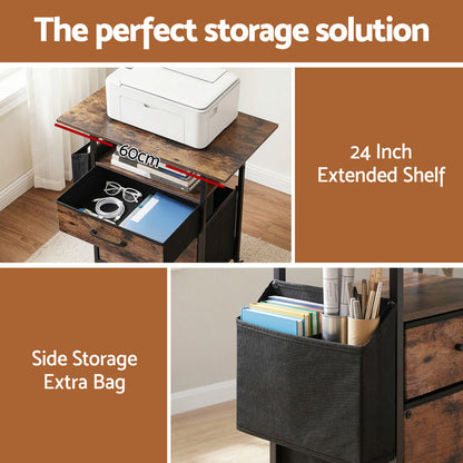 Artiss 2 Fabric Drawer File Cabinet Printer Stand Rolling File Cabinet with Side Bag-Furniture > Office > Storage Cabinets-PEROZ Accessories