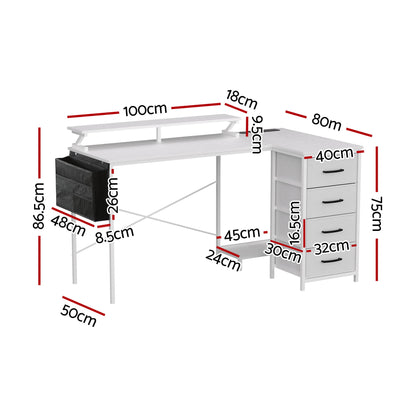 Artiss 140cm L Shaped Gaming Desk Computer Desk with LED Lights &amp; Power Outlets-Furniture > Office > Desks-PEROZ Accessories