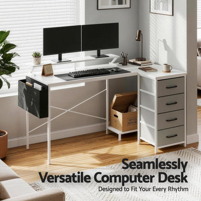 Artiss 140cm L Shaped Gaming Desk Computer Desk with LED Lights &amp; Power Outlets-Furniture > Office > Desks-PEROZ Accessories