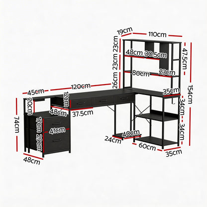 Artiss 200cm L Shaped Gaming Desk Computer Desk with LED Lights &amp; Power Outlets-Furniture > Office > Desks-PEROZ Accessories