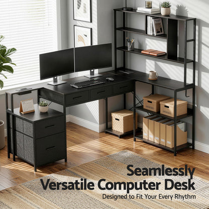 Artiss 200cm L Shaped Gaming Desk Computer Desk with LED Lights &amp; Power Outlets-Furniture > Office > Desks-PEROZ Accessories