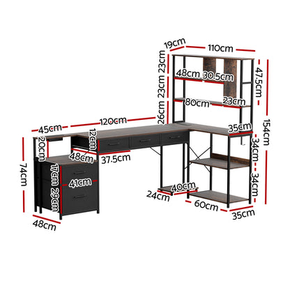 Artiss 200cm L Shaped Gaming Desk Computer Desk with LED Lights &amp; Power Outlets-Furniture > Office > Desks-PEROZ Accessories