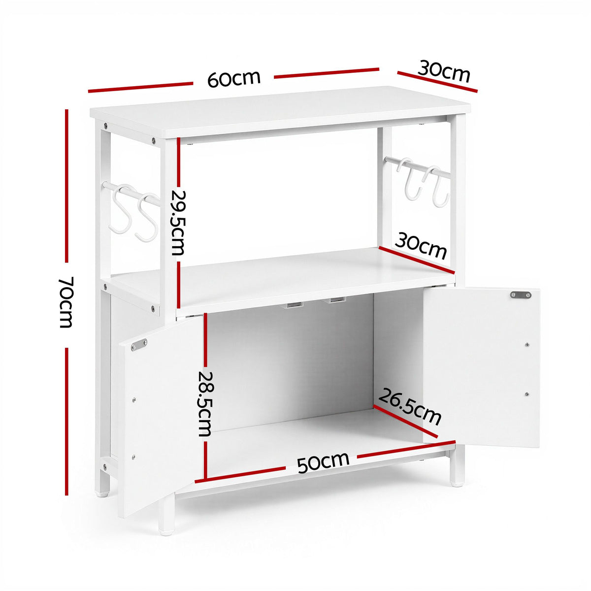 Artiss 20 Gallon Fish Tank Stand 3-Tier Aquarium Stand with Storage Cabinet and Open Shelf White-Furniture > Living Room > Bookcases &amp; Shelves-PEROZ Accessories