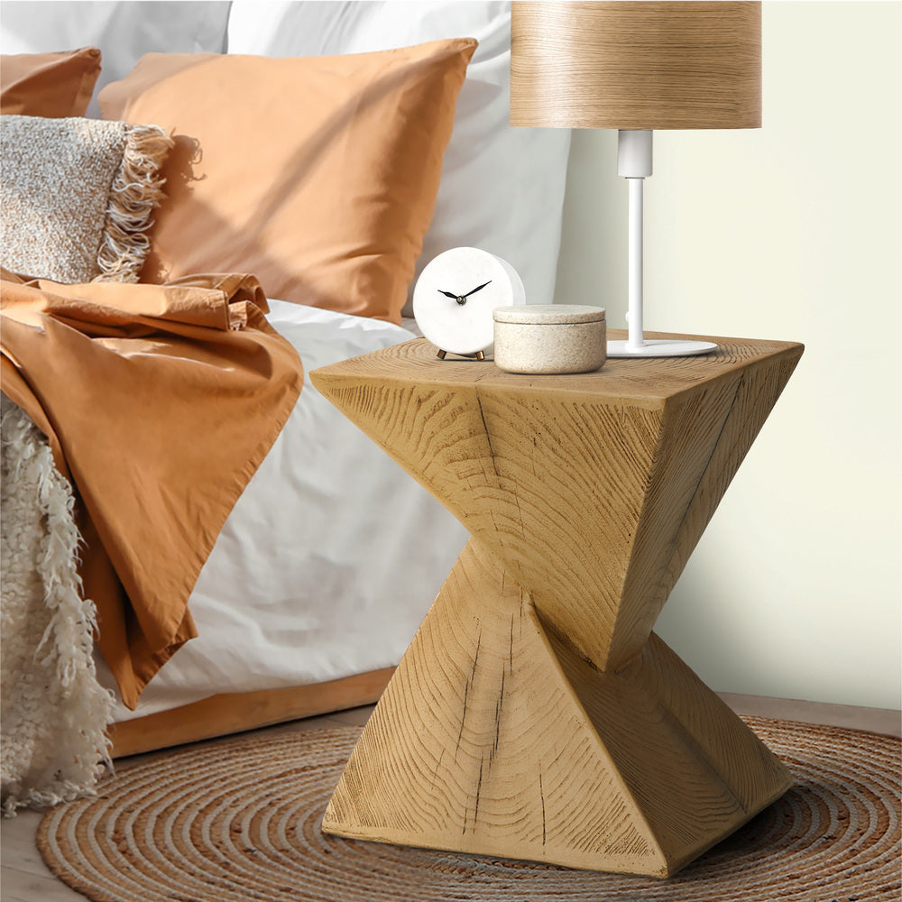 Oikiture Side Table Terrazzo Concrete Wooden-BedSide Tabless-PEROZ Accessories