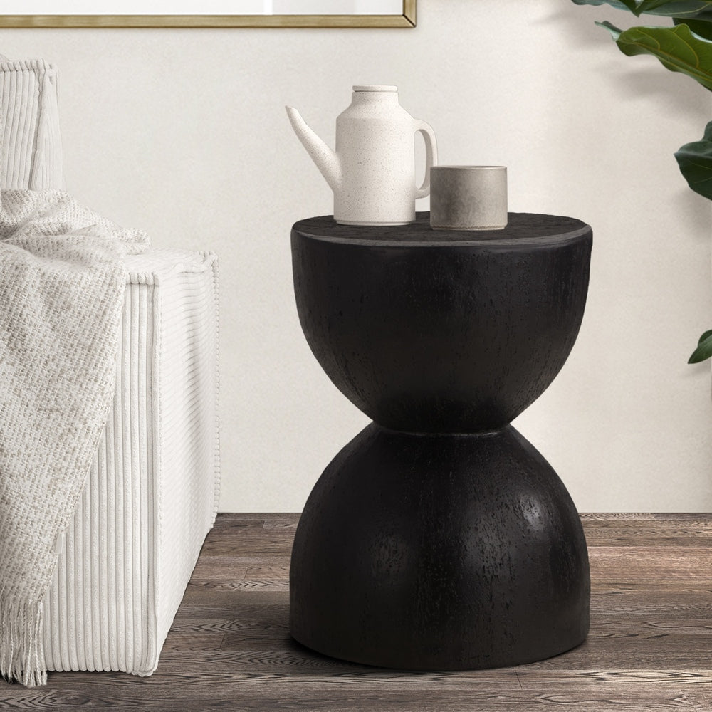Oikiture Side Table Concrete Outdoor Indoor Black-BedSide Tabless-PEROZ Accessories