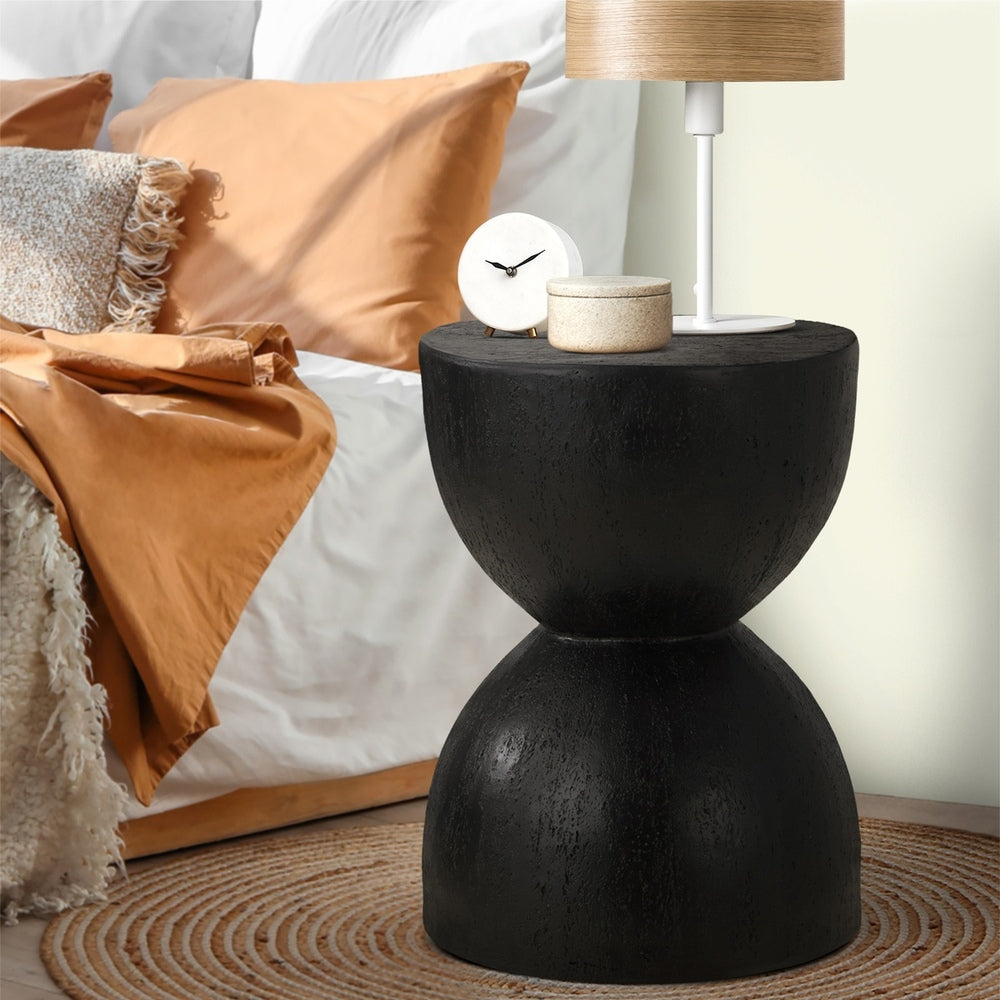 Oikiture Side Table Concrete Outdoor Indoor Black-BedSide Tabless-PEROZ Accessories