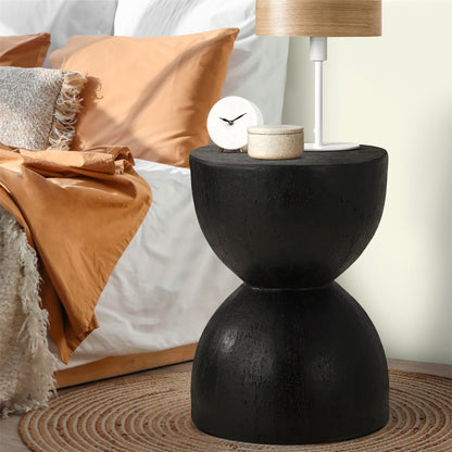 Oikiture Side Table Concrete Outdoor Indoor Black-BedSide Tabless-PEROZ Accessories
