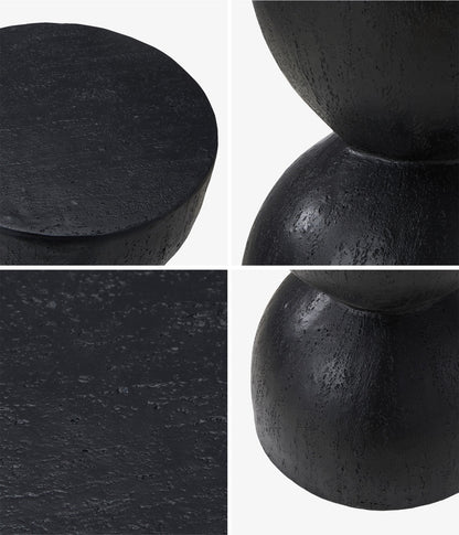 Oikiture Side Table Concrete Outdoor Indoor Black-BedSide Tabless-PEROZ Accessories