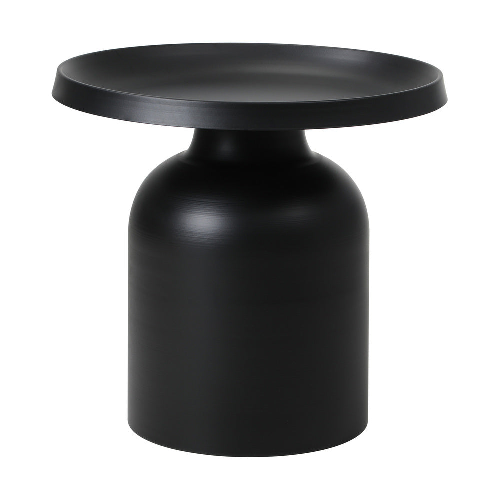 Oikiture Coffee Table Round End Table Side Table Black-Side Tables-PEROZ Accessories
