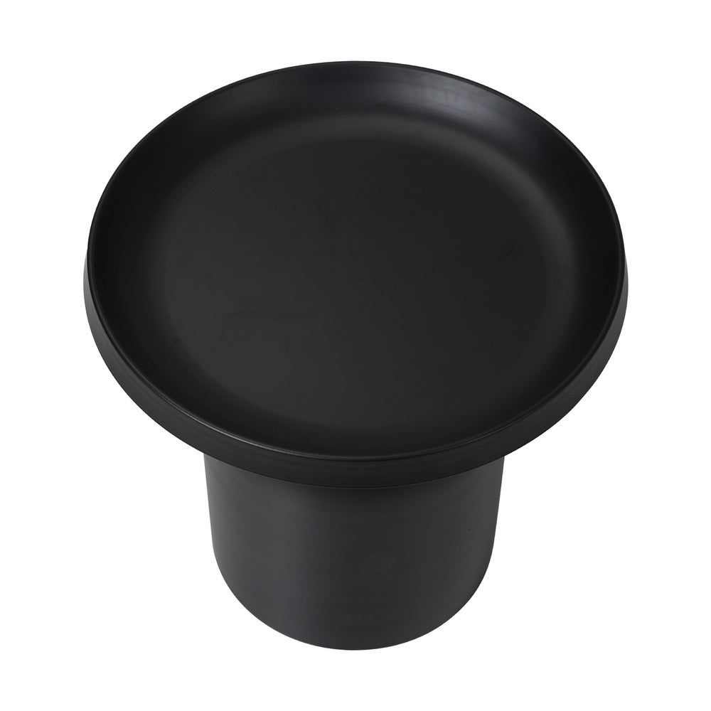 Oikiture Coffee Table Round End Table Side Table Black-Side Tables-PEROZ Accessories