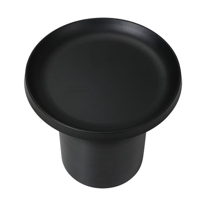 Oikiture Coffee Table Round End Table Side Table Black-Side Tables-PEROZ Accessories