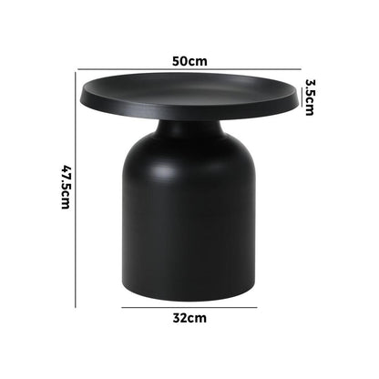 Oikiture Coffee Table Round End Table Side Table Black-Side Tables-PEROZ Accessories
