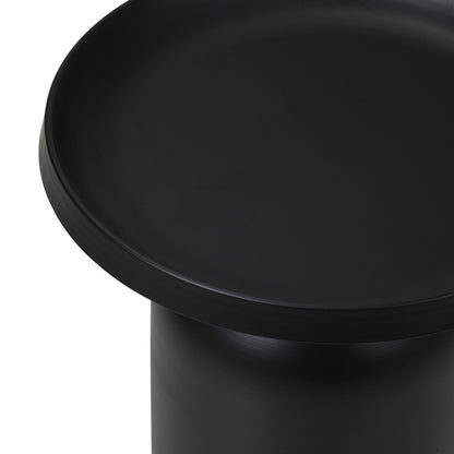 Oikiture Coffee Table Round End Table Side Table Black-Side Tables-PEROZ Accessories