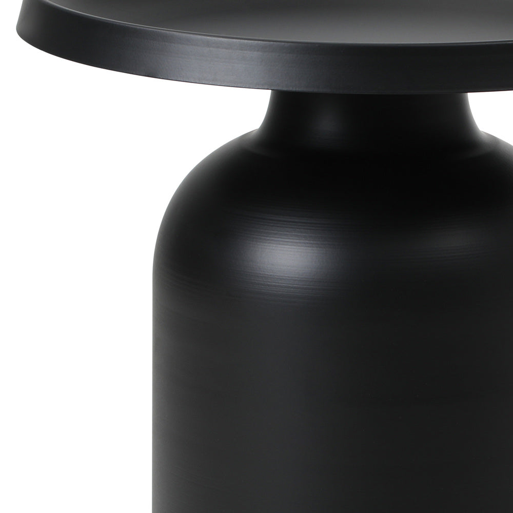 Oikiture Coffee Table Round End Table Side Table Black-Side Tables-PEROZ Accessories