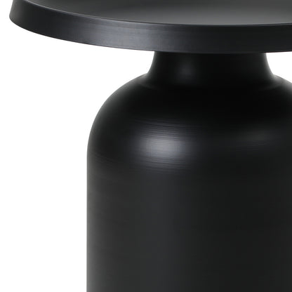 Oikiture Coffee Table Round End Table Side Table Black-Side Tables-PEROZ Accessories