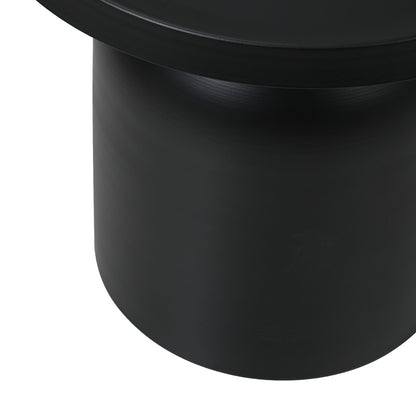 Oikiture Coffee Table Round End Table Side Table Black-Side Tables-PEROZ Accessories