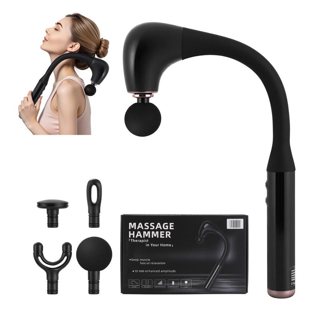 Everfit Massage Gun U-shaped Extended Handle Percussion Massager 4 Heads-Health &amp; Beauty &gt; Massage &amp; Relaxation &gt; Massagers-PEROZ Accessories