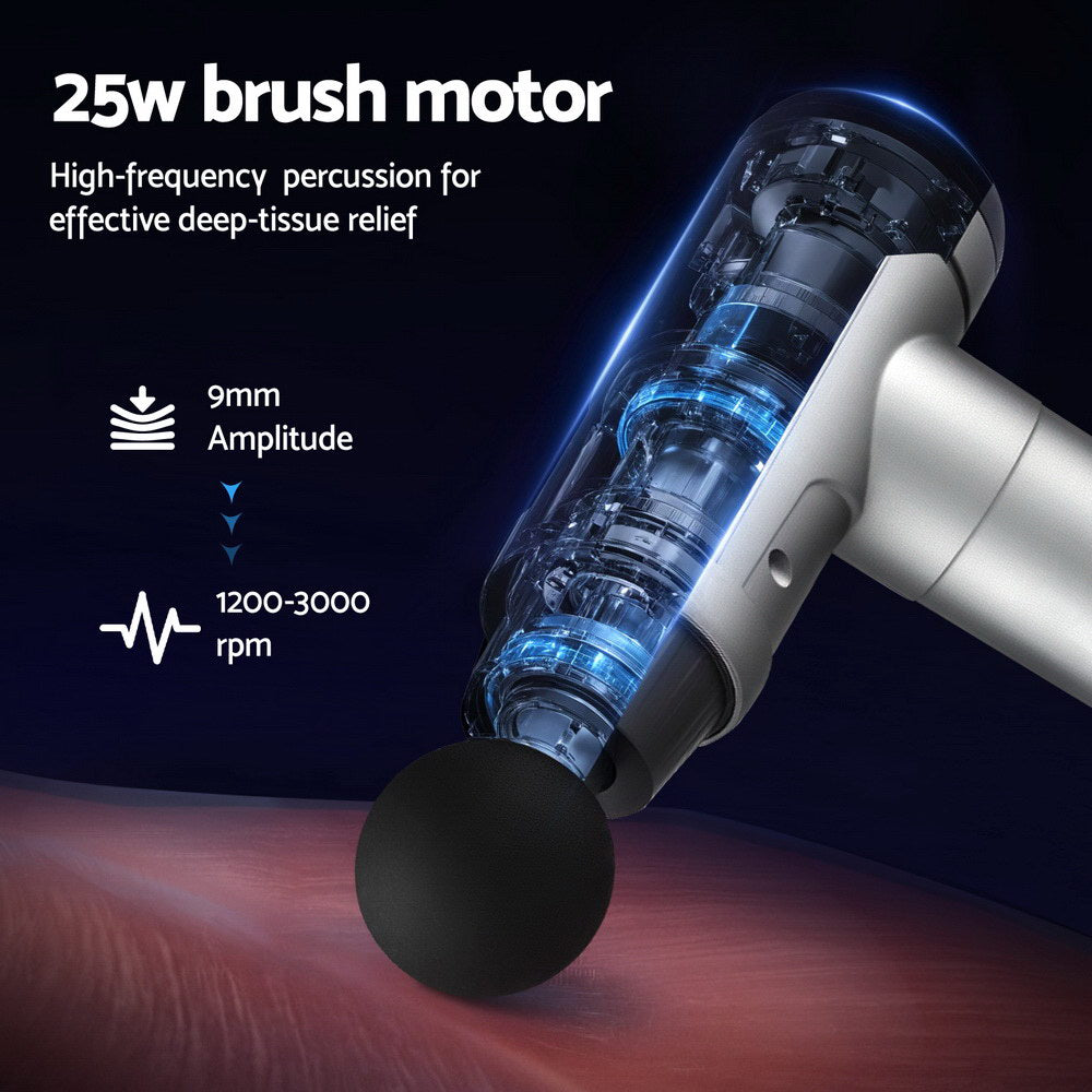 Everfit Massage Gun 30 Speed 6 Heads Vibration Muscle Massager Chargeable Black-Health &amp; Beauty &gt; Massage &amp; Relaxation &gt; Massagers-PEROZ Accessories