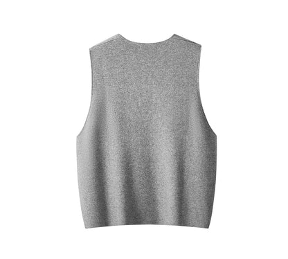 EVERAU  100% Wool V-Neck Sweater Wooly Vest