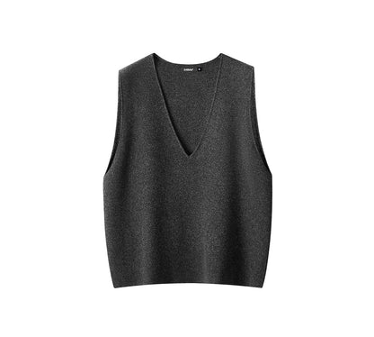 EVERAU  100% Wool V-Neck Sweater Wooly Vest