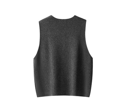 EVERAU  100% Wool V-Neck Sweater Wooly Vest