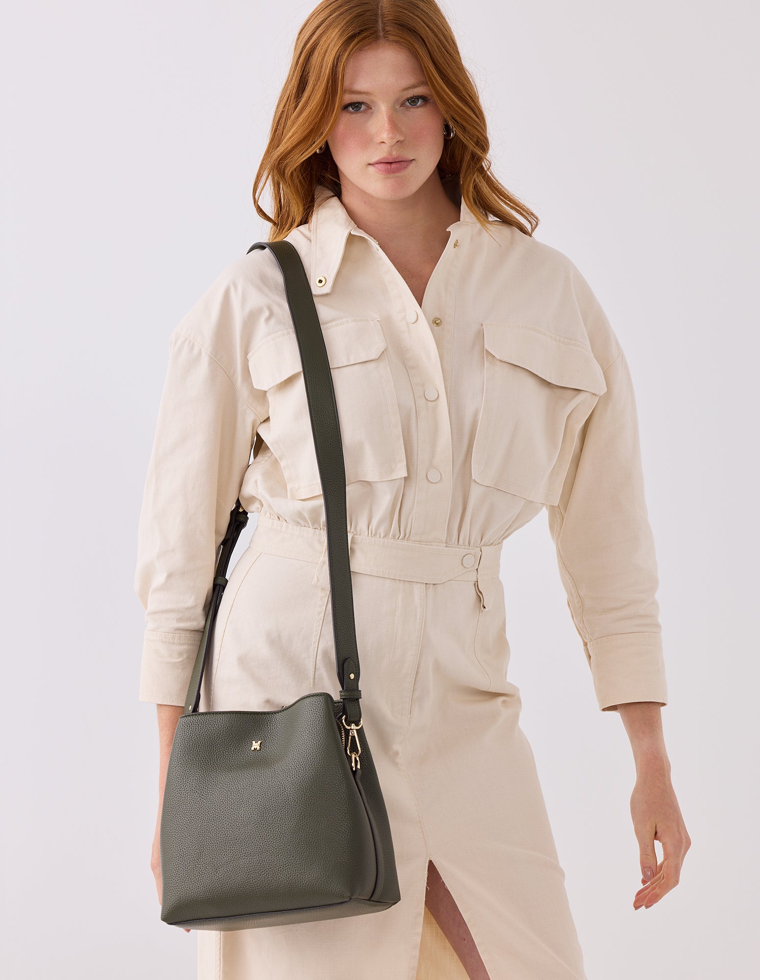 Joanie 3 Compartment Crossbody Bucket Bag-Handbags-PEROZ Accessories