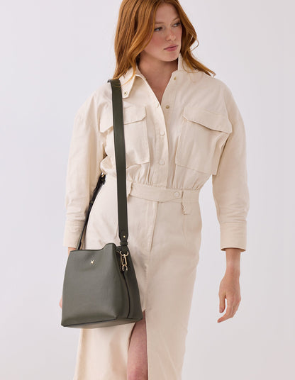 Joanie 3 Compartment Crossbody Bucket Bag-Handbags-PEROZ Accessories