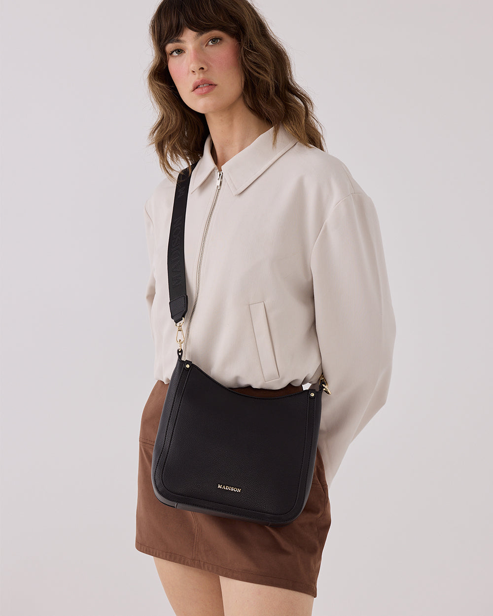 Tina Medium Zip Top Convertible Sling Bag With Matching &amp; Webbing Crossbody Straps-Handbags-PEROZ Accessories