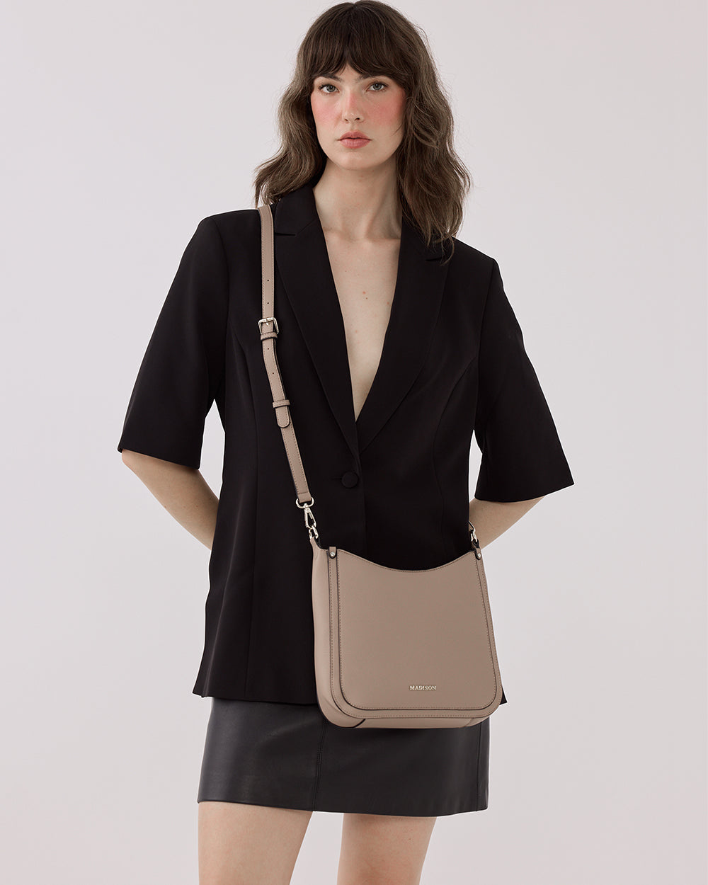 Tina Medium Zip Top Convertible Sling Bag With Matching &amp; Webbing Crossbody Straps-Handbags-PEROZ Accessories