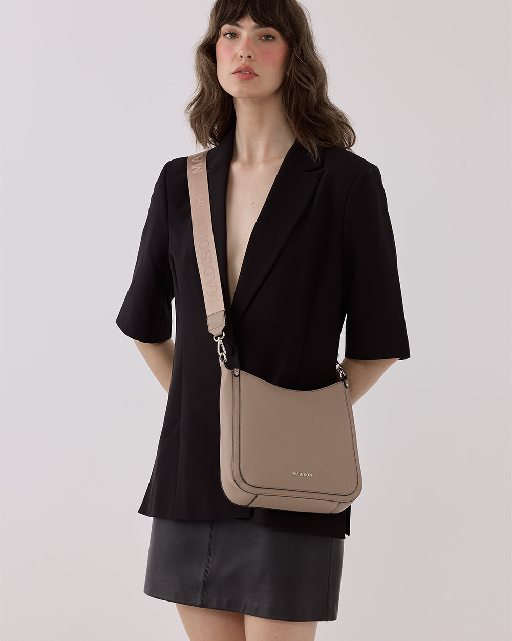 Tina Medium Zip Top Convertible Sling Bag With Matching &amp; Webbing Crossbody Straps-Handbags-PEROZ Accessories