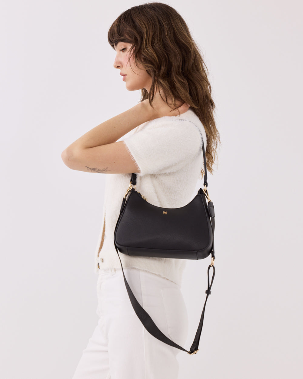 Jo Convertible Small Hobo Shoulder Bag With Monogram Crossbody Strap-Handbags-PEROZ Accessories