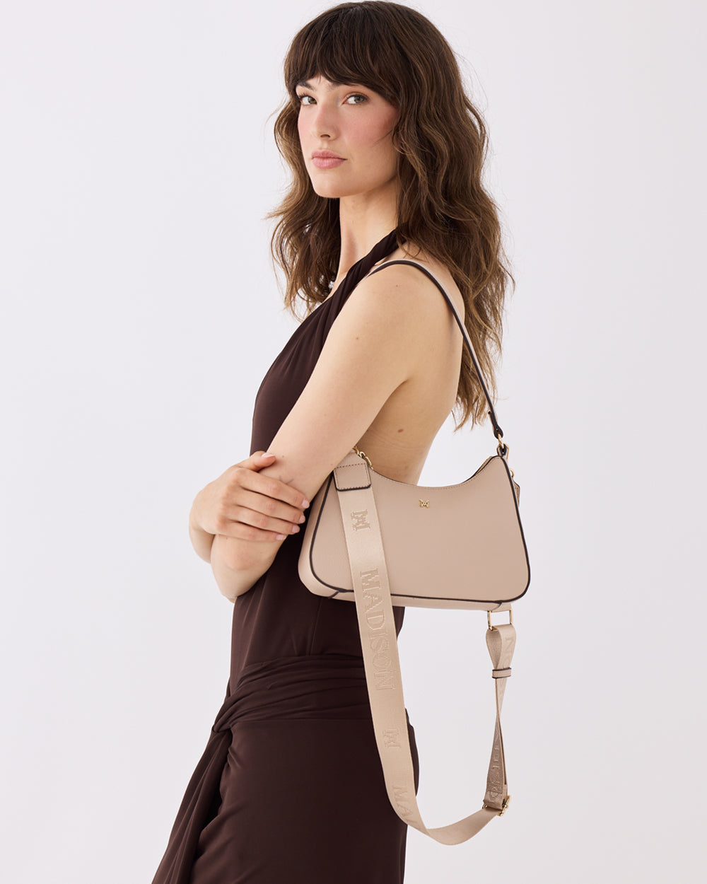 Jo Convertible Small Hobo Shoulder Bag With Monogram Crossbody Strap-Handbags-PEROZ Accessories