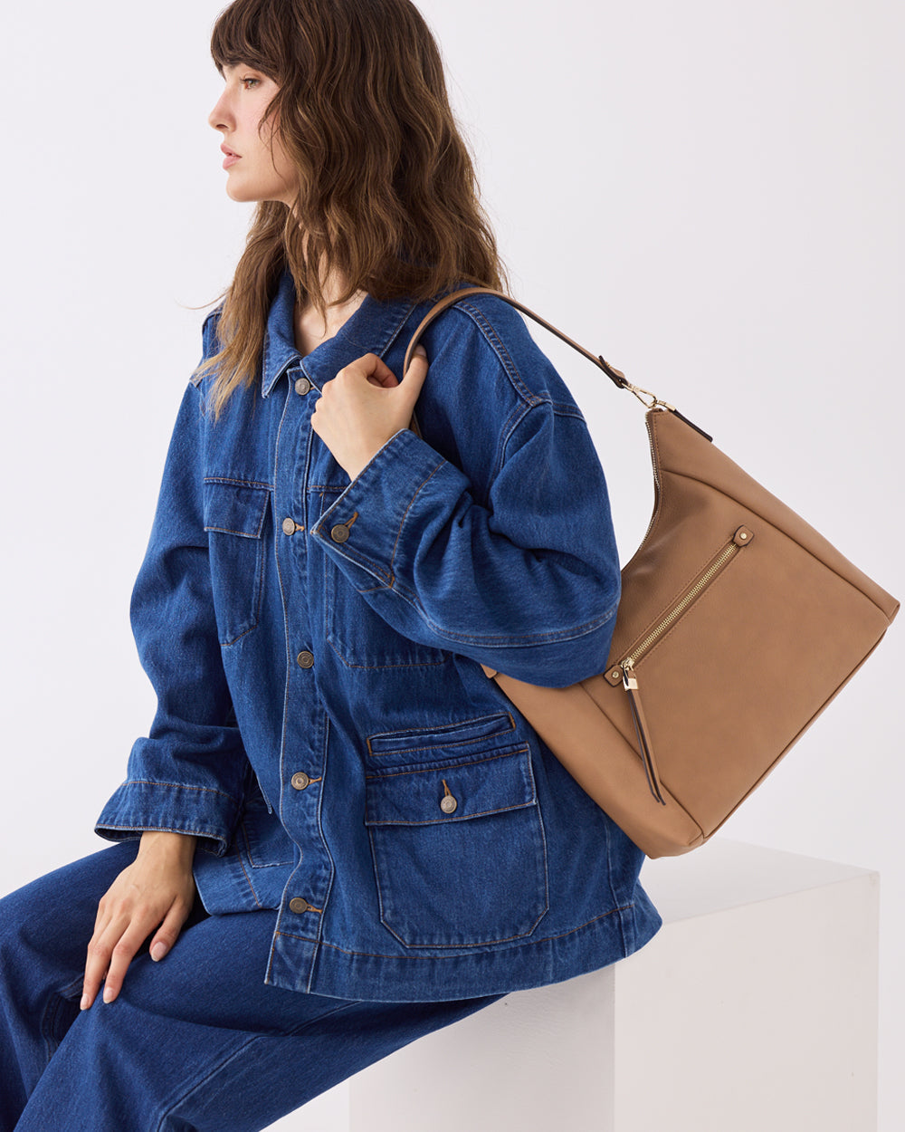 Raquel Soft Large Zip Pocket Hobo Shoulder Bag-Handbags-PEROZ Accessories